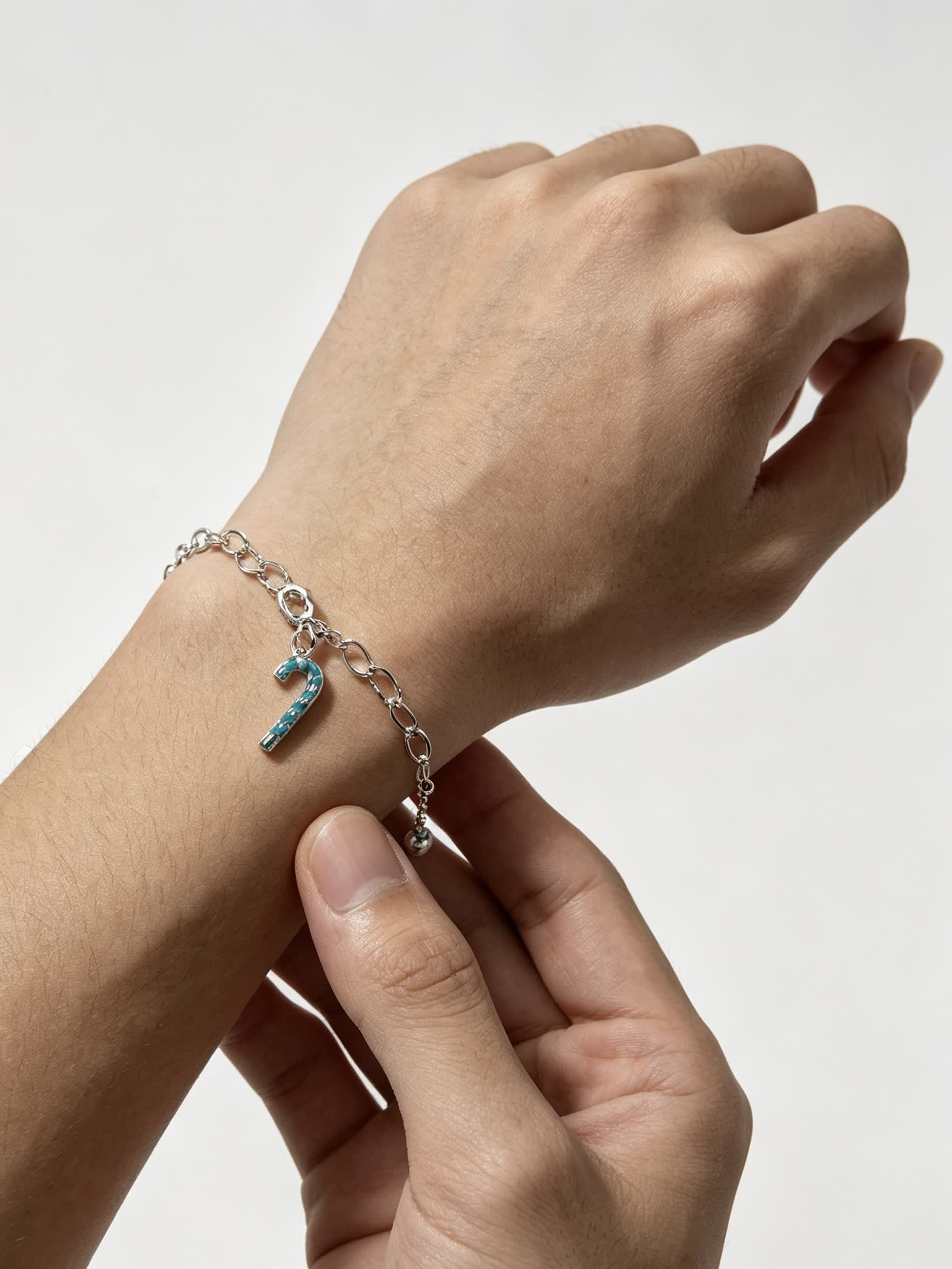 Tiffany & Co. Silver Blue Enamel Candy Cane Charm Bracelet